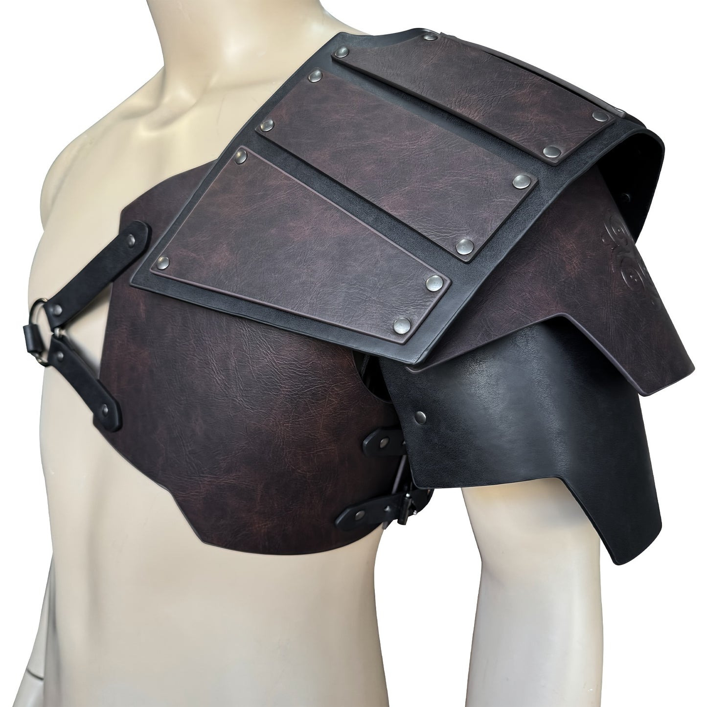 Medieval Style Viking Shoulder Armor, PU Leather Single Pauldron, Cool and Handsome Knight Costume Accessory for LARP/Role-Playing, Halloween - Do Not Wash