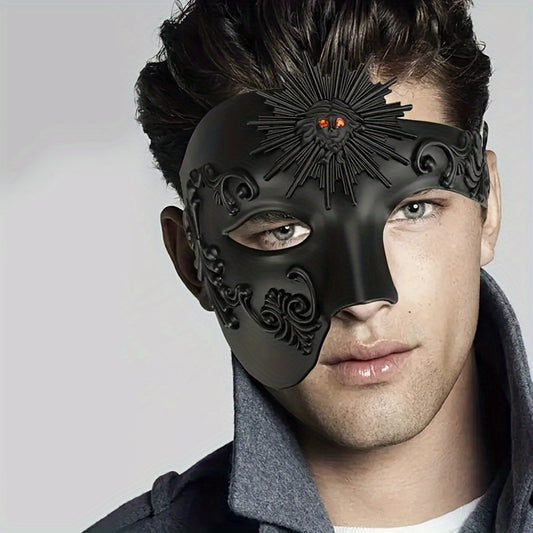 Vintage Phantom Opera-Inspired Men's Half Face Mask - High-Quality Plastic, Perfect For Parties & Carnivals