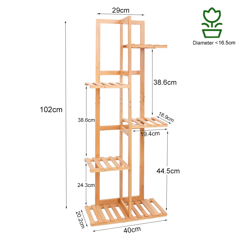 Bamboo Plant Stand Rack Multiple Flower Pot Holder Shelf Indoor Outdoor Planter Display Shelving Unit for Patio