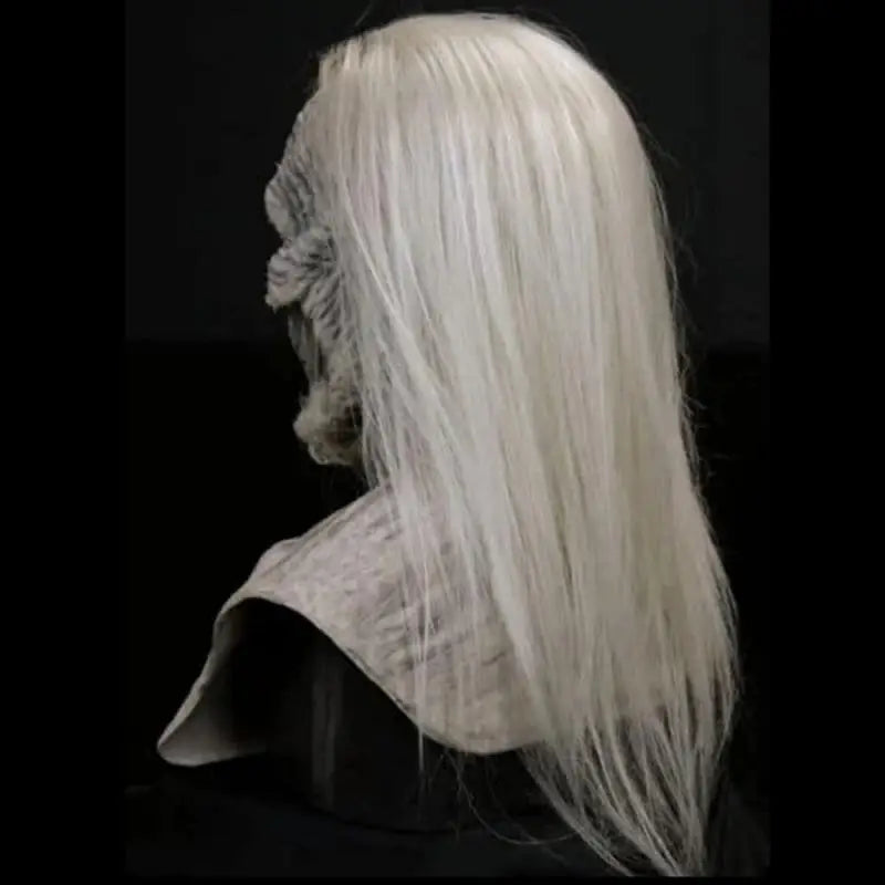 White Hair Night King Mask Halloween Realistic Scary Cosplay Costume Latex Party Mask