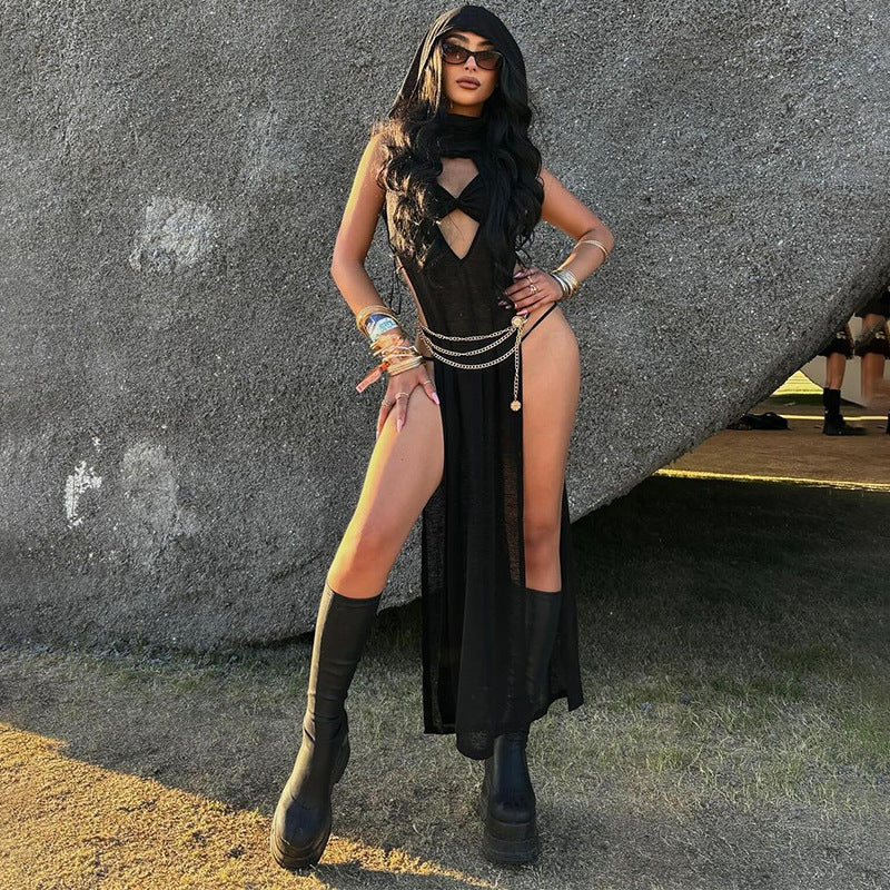 2024NEW Sexy Witch Cosplay For Woman Assassin Cosplay Black Hooded Dress Sexy Halloween Costumes For Adults Gohst Bride