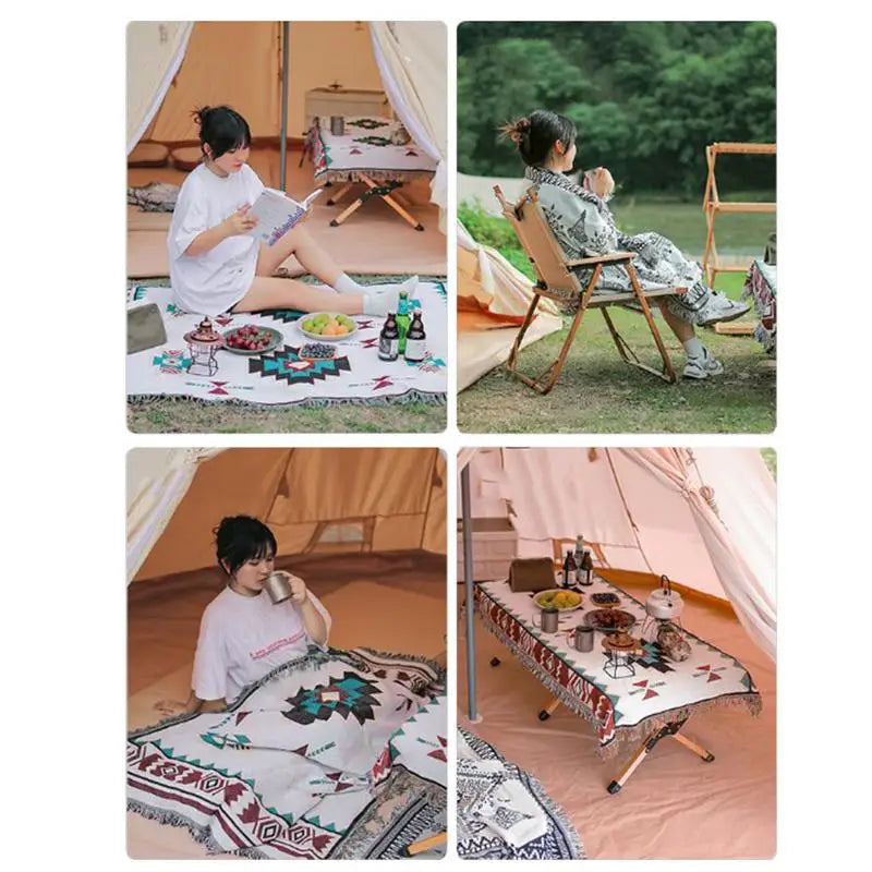 Multifunction Ethnic Picnic Mat supplies Ins Outdoor Floor Mat Camping Rug Beach Blanket Folding Tablecloth Trekking Accessories