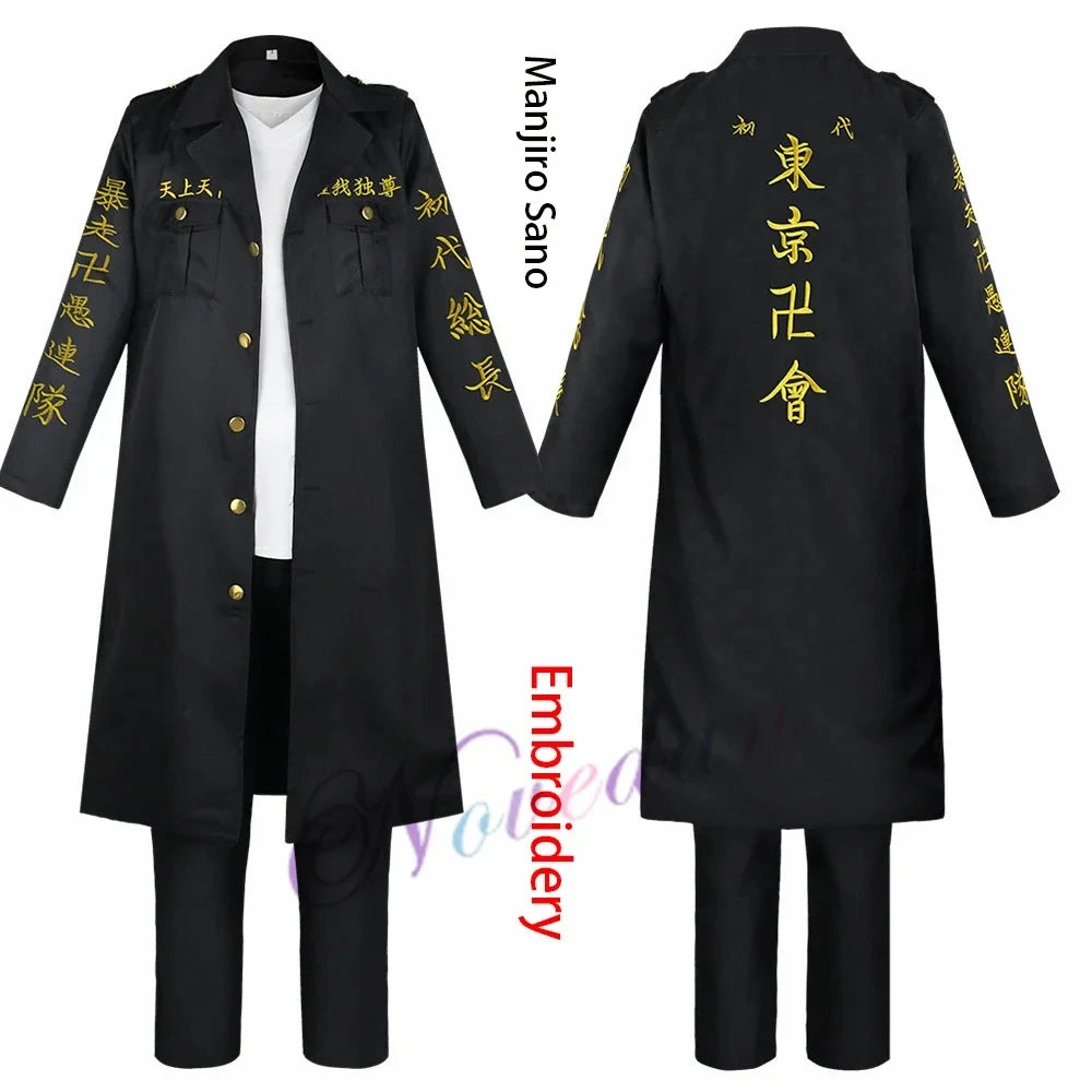 Anime Tokyo Revengers Cosplay Costume Mikey Manjiro Sano Ken Embroidery Jacket Coat Tokyo Manji Gang Cosplay Uniform Women Men