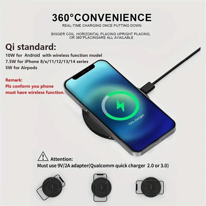 Fast Wireless Charger Pad Stand Desktop Ultra-thin