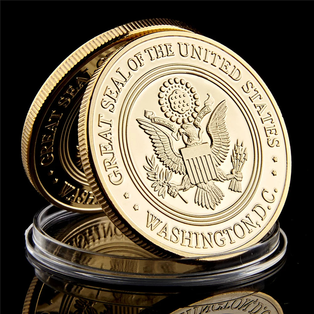 USA Navy USAF USMC Army Coast Guard Freedom Eagle Gold Plate Rare Challenge Coin Collection