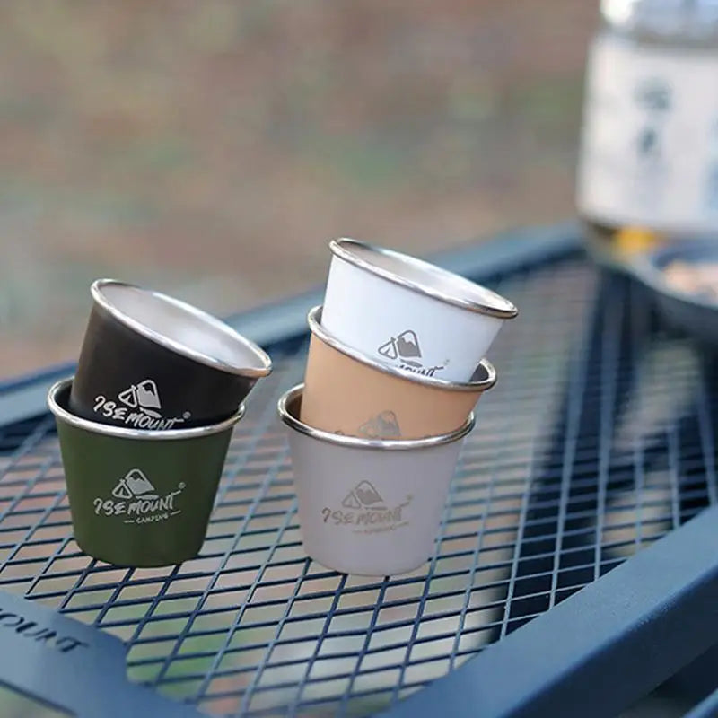 portable  Stainless Steel Camping Cup Picnic Coffee Tea Wine Cup Outdoor Water Glass Stackable Lightweight Tableware Cooking