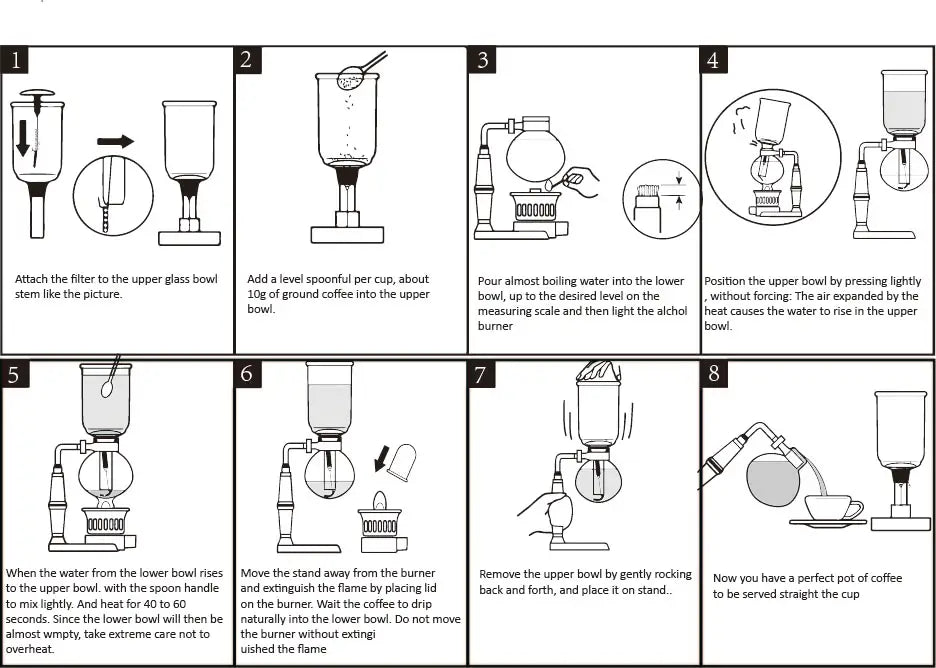 Syphon coffee maker Japanese Style Siphon pot  Resistant Glass Brewing Coffee Maker 2/3/5cups TCA-2/3/5