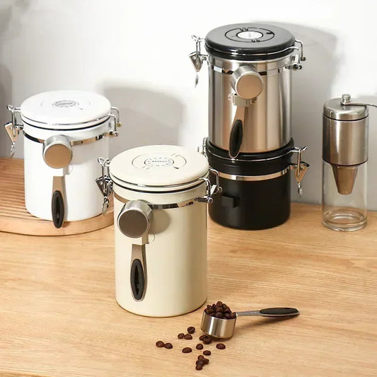 Coffee Bean Airtight Kitchen Food Storage Organizer Container Box Food-grade Packaging Storage Fresh Breathing Iron Cans