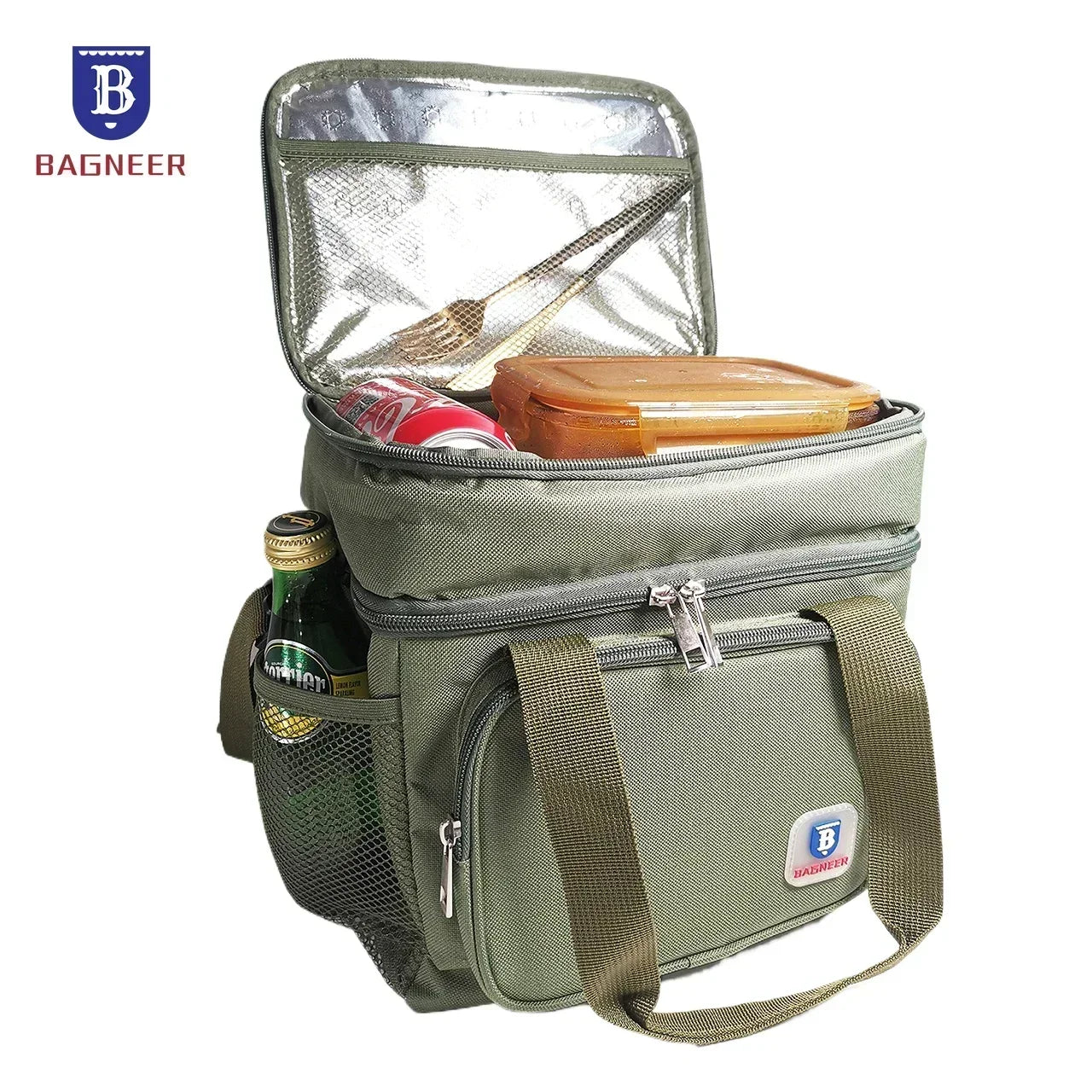 BAGNEER Thermal Lunch Bag Picnic Food Cooler Bags Insulated Case Waterproof Office School Lunchbag Shoulder Strap Cooling Box