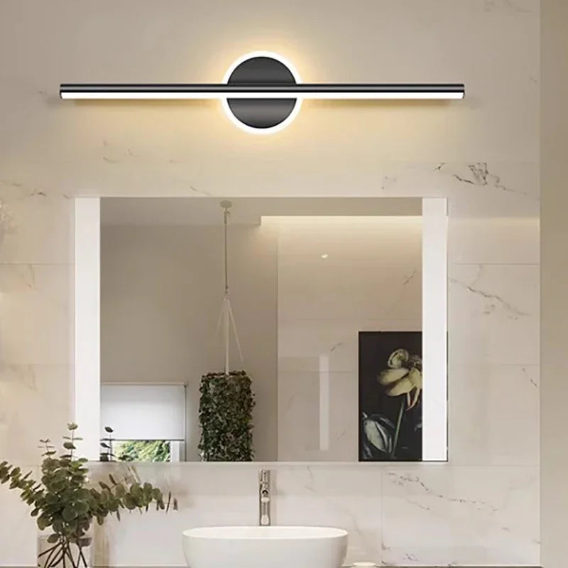 Modern LED Wall Lamp Black Gold Mirror Lights Dresser Bathroom Toilet  Long Strip Lamps Wall Decor Led Light Home Fixture Lustre