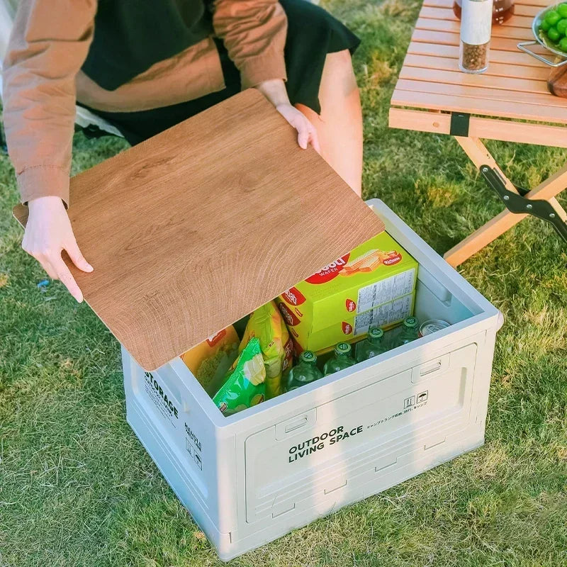 Camping storage box, trunk organizer, camping picnic camping box, car folding outdoor bench and chopping board