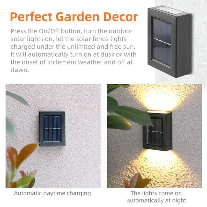 Solar Up and Down Spot Lights Outdoor, Street Wall Light Lamp Solar Powered Sunlight Waterproof Solar Lamp Garden Decorative