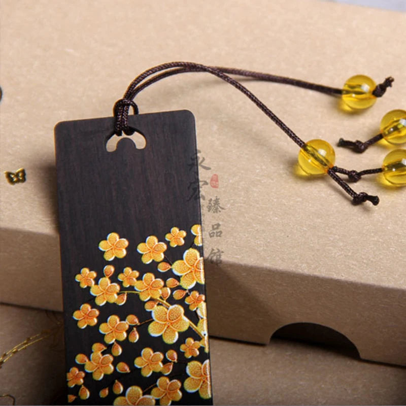 Retro Ebony Painted Golden Tree Wooden Bookmark Creative Chinese Style