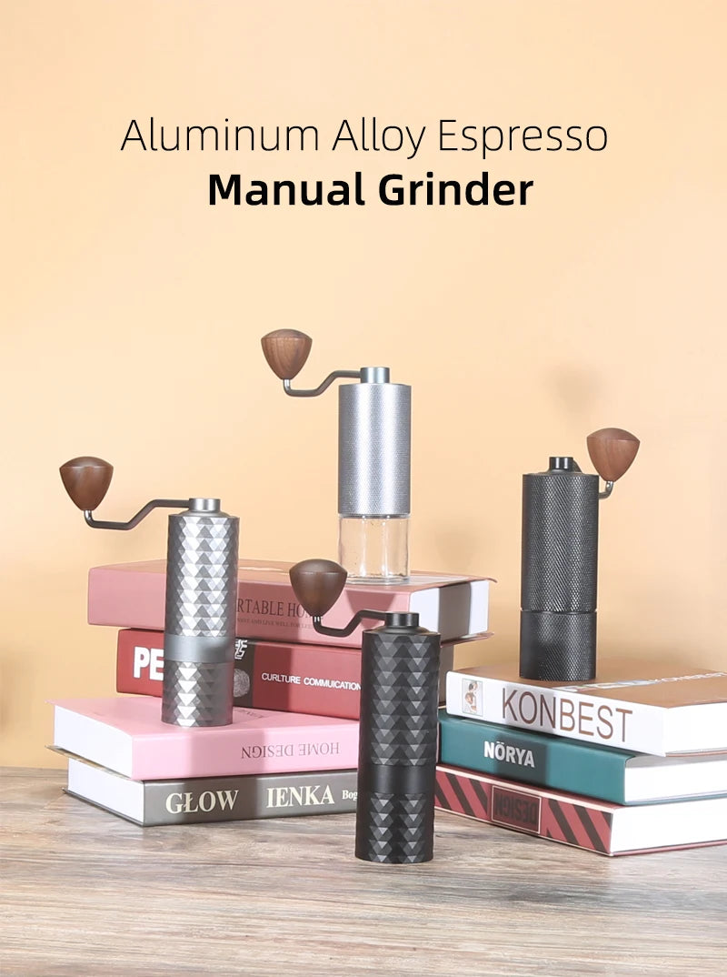 Upgrade Manual Coffee Grinder CNC Professional Stainless Steel Diamond Adjustable Manual Burr Coffee Bean Grinding