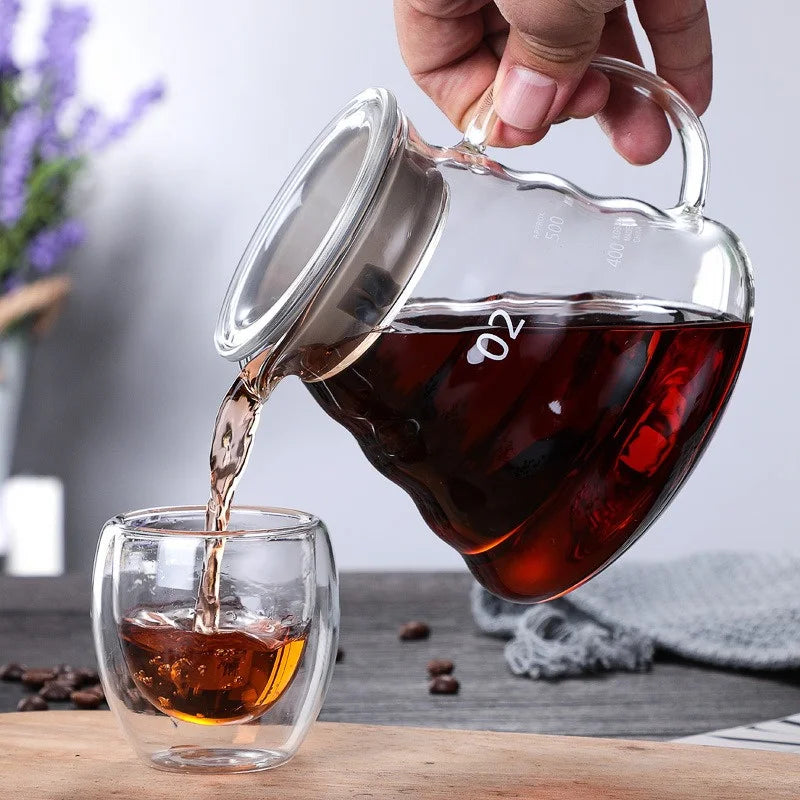 350/600/800ml Clear Glass Coffee Carafe Clouds Shape Glass Kettle Sharing Pot with Lids Coffee Pot for Pour Over Coffee Maker