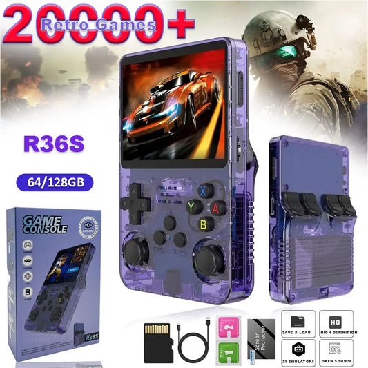 Linux System R36S Retro Handheld Video Game Console 3.5 Inch IPS 64G/128G Retro Games Screen Open Source Portable Video Player