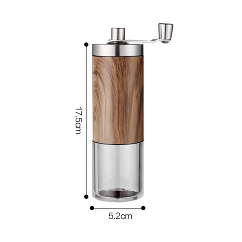 1PCS Coffee Bean Grinder Portable Wood Grain Stainless Steel Crank Hand Hand Coffee Grinder Kitchen Tool Grinder