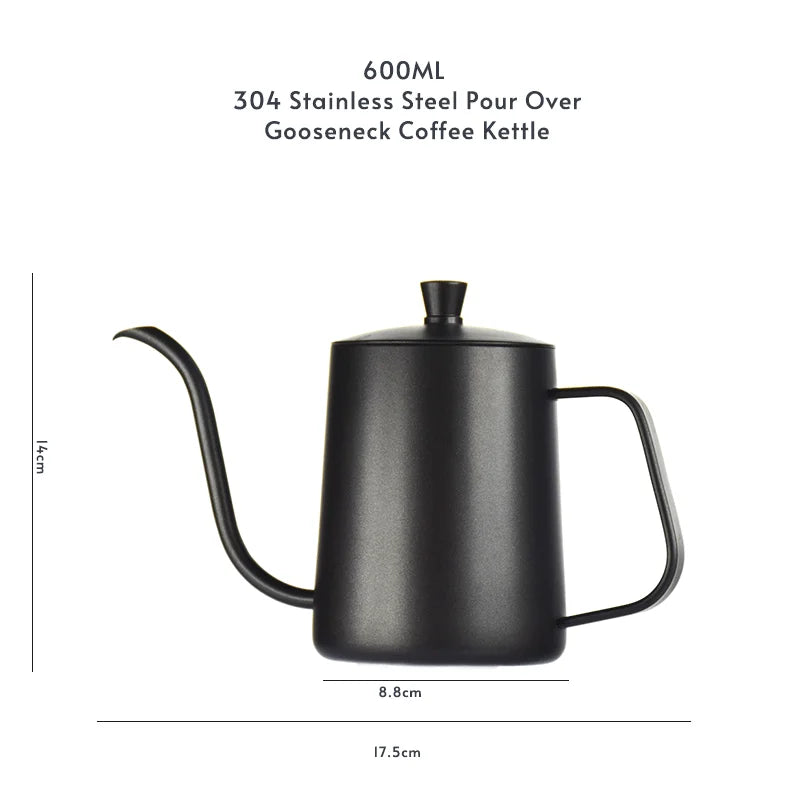 304 Stainless Steel 600ml Long Gooseneck Spout Barista Espresso Coffee Maker Kettle Teapot Accessories Tools