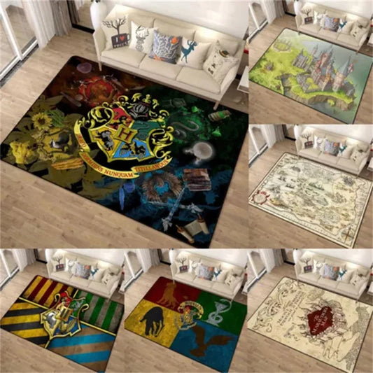 Potter Area Rugs Living Room Carpet Anti-slip Floor Mat Wizard School Rug HP Wizard Castle Books Home Decor Floor Mat