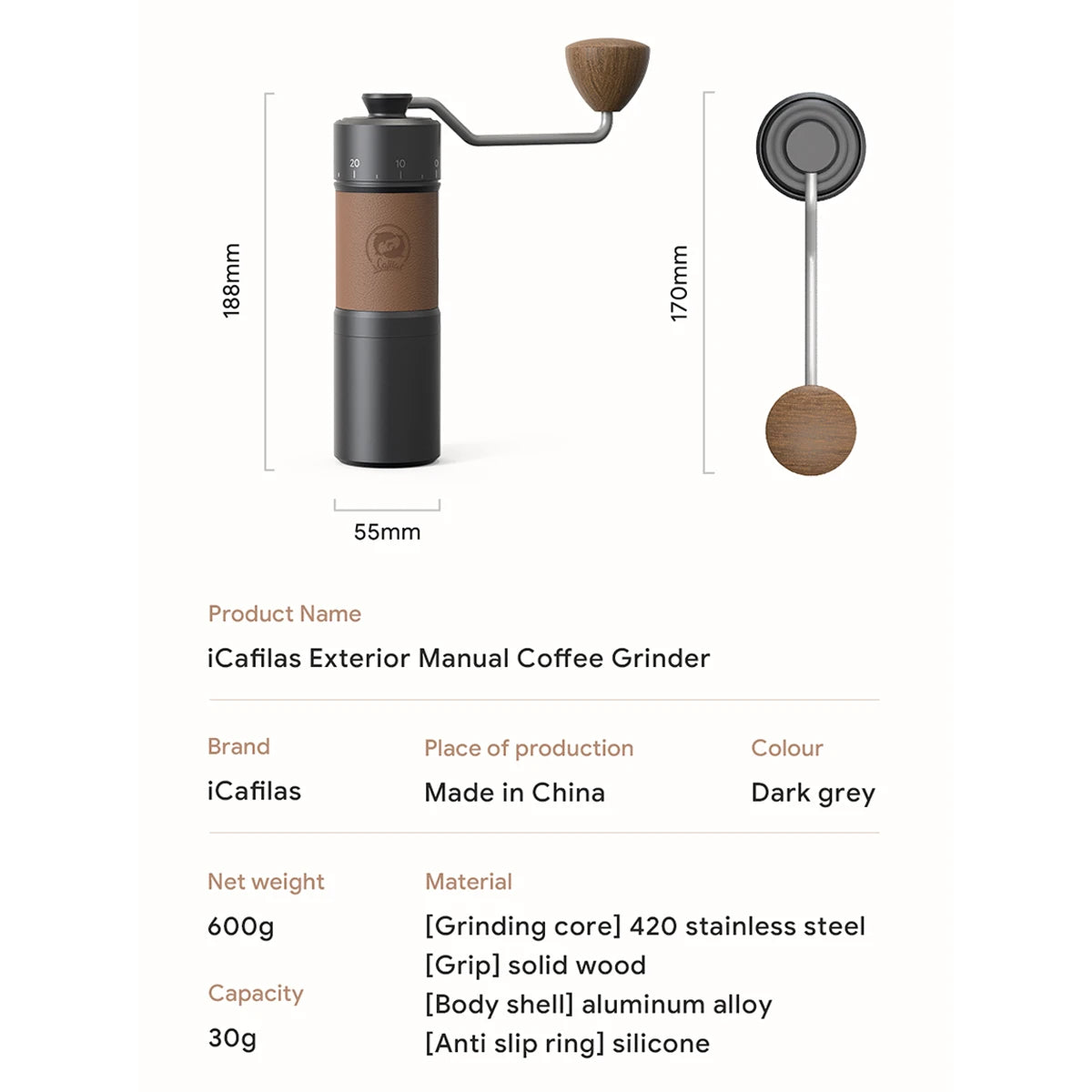 iCafilas Upgrade Manual Coffee Grinder Professional 420 Stainless Steel 7 Core Burrs Coffee Beans Grinder Handmade Coffee Tools