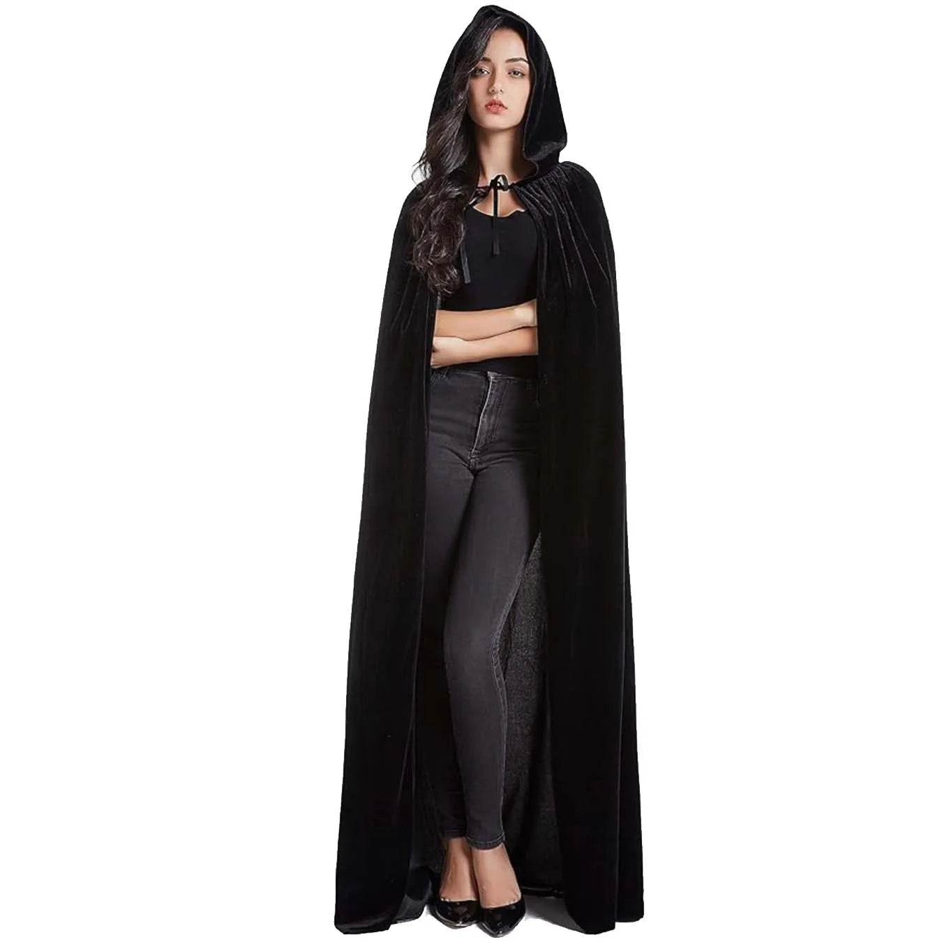 Halloween Pleuche Velvet Cloak Cape Hooded Medieval Costume Witch Wicca Vampire Halloween Christmas  Cosplay Costume Cape