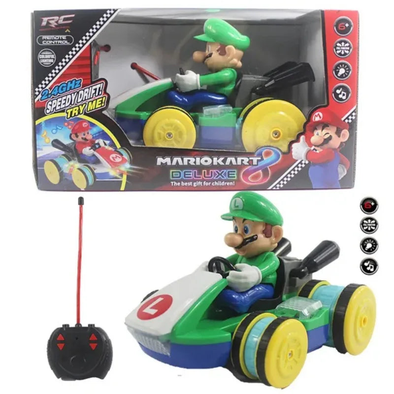 Super Mario Kartting Toys Mario Bros Luigi Anime Figure Model Remote Control Car