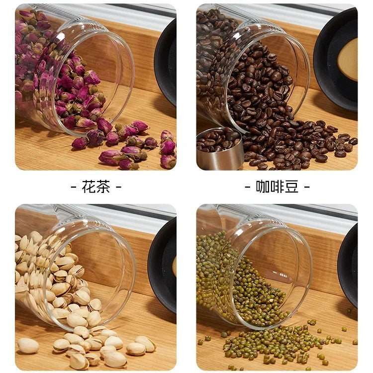 Coffee Jar Manual Vacuum Moisture Proproof Storage Jar Kitchen High Borosilicate Glass Tea Jar Coffee Bean Storage Sealed Jar