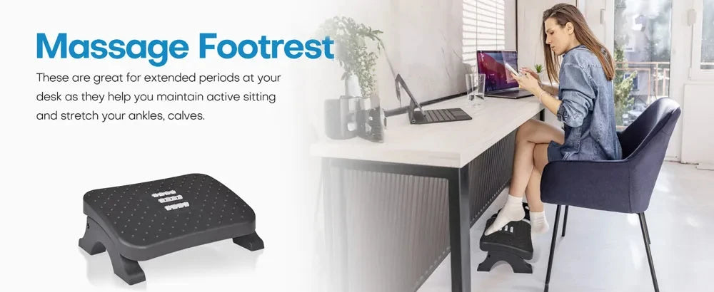 Under Desk Footrest Ergonomic Foot Stool with Massage Rollers Max-Load 120Lbs Desk Leg Rest Pain Relief for Home Office Work