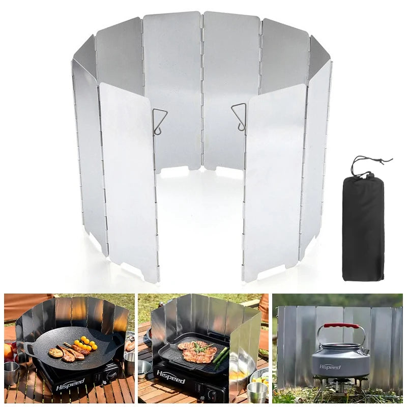 Outdoor Stove Wind Shield Camping Equipment Foldable Aluminium Sheet Stove Cooking Windscreen Picnic Cookers Wind Deflectors