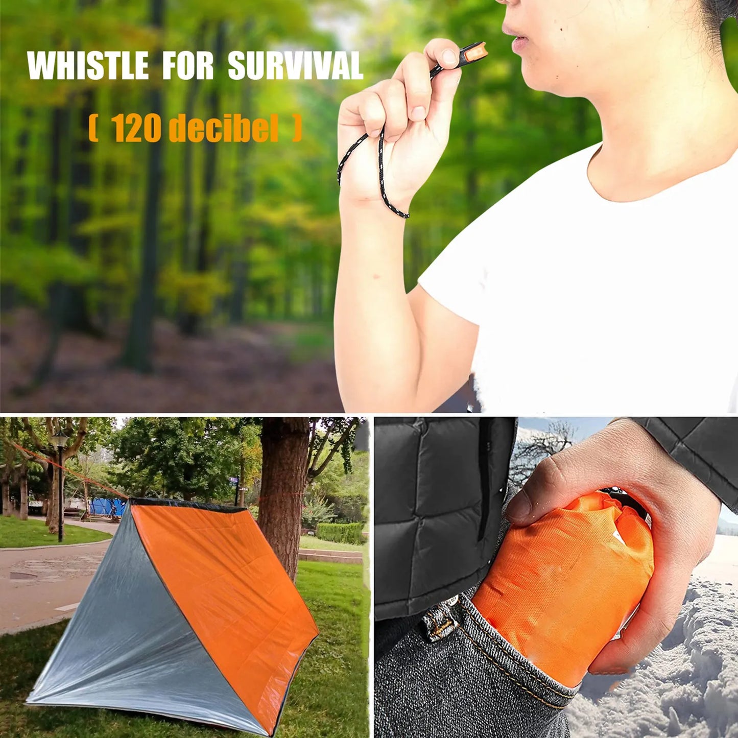 Emergency Shelter Bivy Survival Tent Kit Mylar Tube Tent Sleeping Bag Waterproof Outdoor SOS Thermal Blanket Reusable