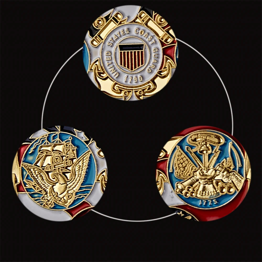 USA Navy USAF USMC Army Coast Guard Freedom Eagle Gold Plate Rare Challenge Coin Collection