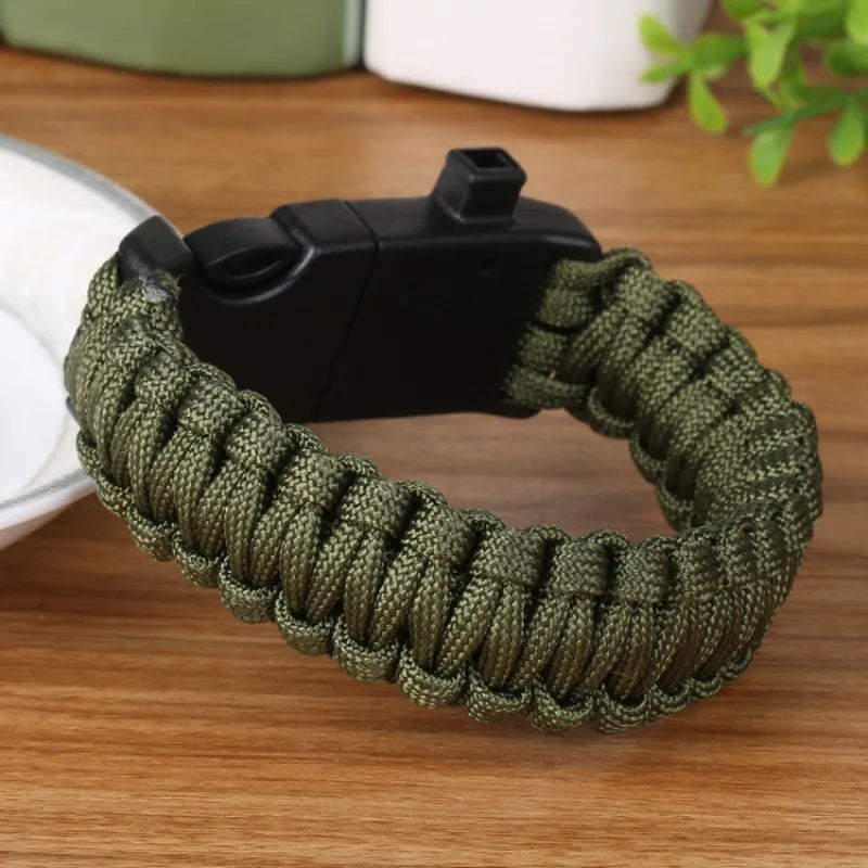 Men Women Paracord Outdoor Survival Bracelet Multi-function Camping Rescue Emergency Rope Bangles Compass Whistle 3 in 1