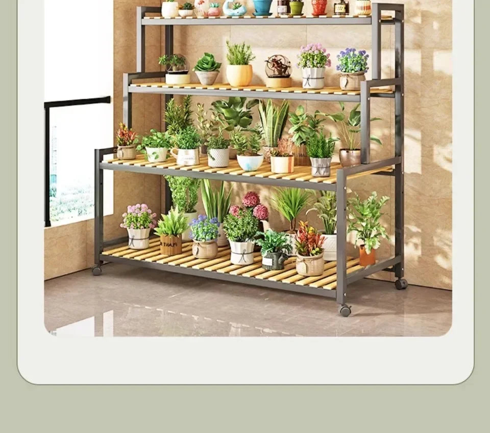 Multi-Layer Flower Rack Iron Staircase Floor Standing Storage Planter Shelf Garden Balcony Floor-standing Rack Plant Organizer