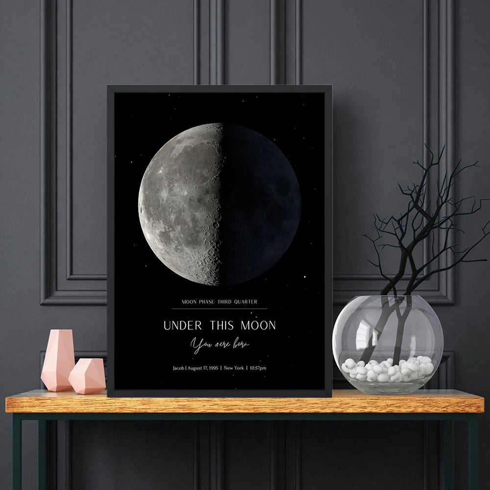 Custom Moon Phase Prints Birthday Anniversary Gift Personalized Poster Unframed Night Sky Star Map By Date Home Decor Painting