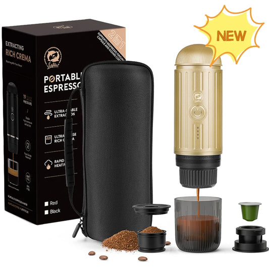 Wireless Electric Portable Espresso Coffee Machine for Car & Home Camping Coffee Maker 2 in 1 Capsule Powder Travel Coffee Maker