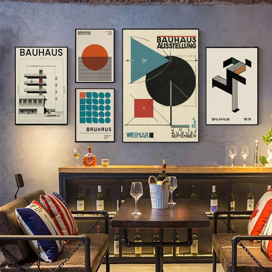 Bauhaus Modern Simplicity Geometric  Good Quality Prints and Posters Waterproof Paper Sticker Coffee House Bar Posters Wall