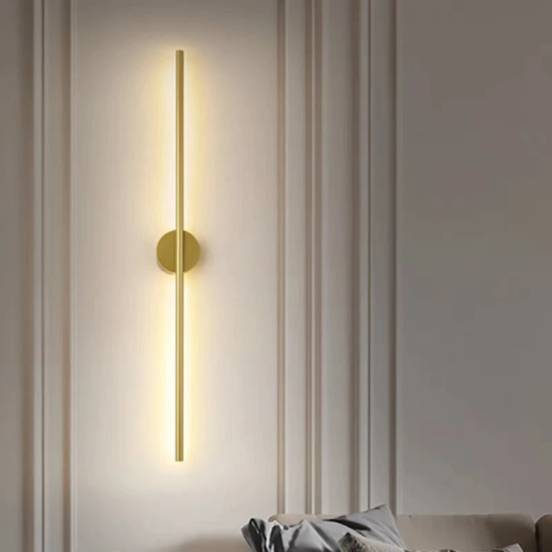 Modern LED Wall Lamp Aluminium Black Gold 60cm Long Strip Light For Bedroom Bedside Living Room Sofa Backwall Indoor Decoration