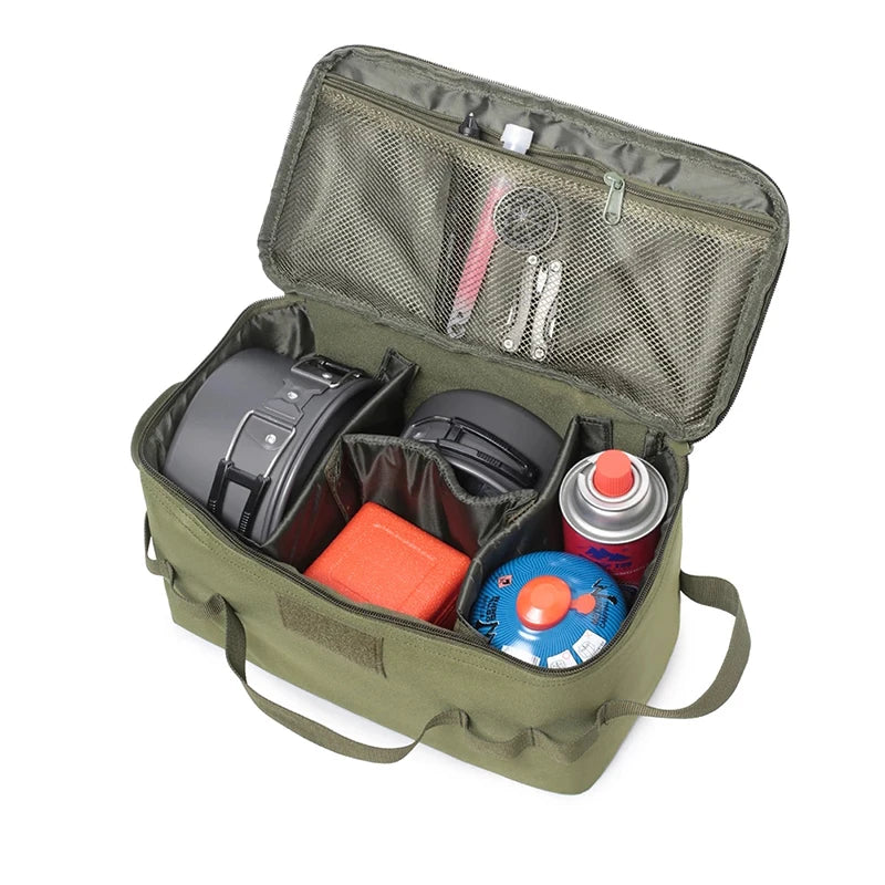 PACOONE Outdoor Camping Gas Tank Storage Bag Large Capacity Ground Nail Tool Bag Gas Canister Picnic Cookware Utensils Kit Bag