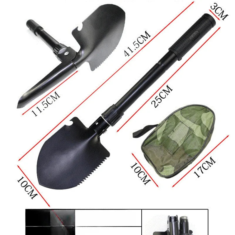 Multifunctional Camping Outdoor EDC Shovel Portable Folding Tactical Spade Survival Steel Shovel For Garden Engineers Shovel