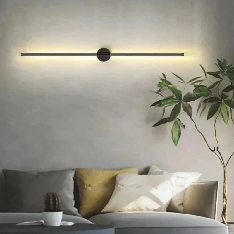 Modern LED Wall Lamp Aluminium Black Gold 60cm Long Strip Light For Bedroom Bedside Living Room Sofa Backwall Indoor Decoration