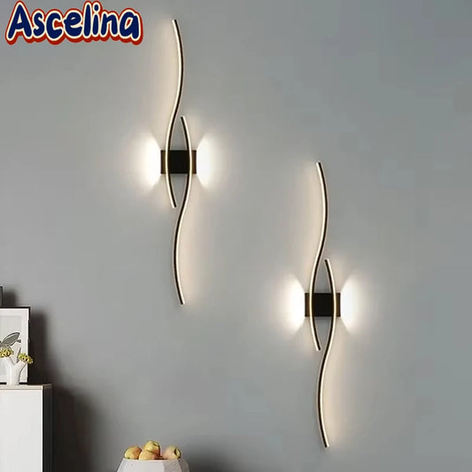 LED Wall Lamp Modern Strip Black White Gold Decorative Light For Bedroom  Living Room Home Indoor Background Simple Wall Sconces