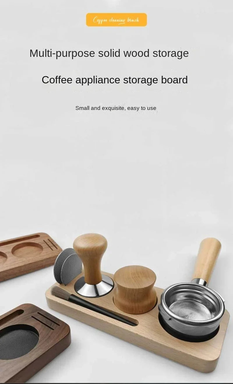 51/54/58mm Coffee Tamper Holder Coffee Handle Cloth Powder Wooden Base Espresso Coffee Accessories Storage Bar Barista Utensils