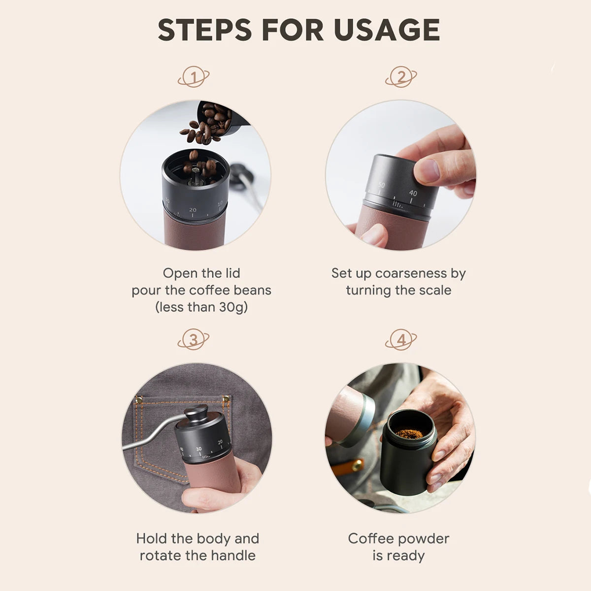 iCafilas Upgrade Manual Coffee Grinder Professional 420 Stainless Steel 7 Core Burrs Coffee Beans Grinder Handmade Coffee Tools