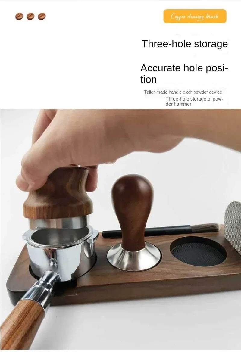 51/54/58mm Coffee Tamper Holder Coffee Handle Cloth Powder Wooden Base Espresso Coffee Accessories Storage Bar Barista Utensils