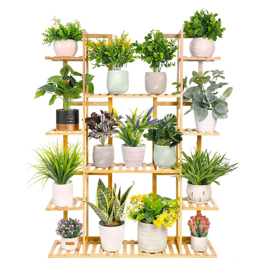 Extra Large Bamboo Plant Stand for Indoor Plants 9 Tier Organizer Living Room