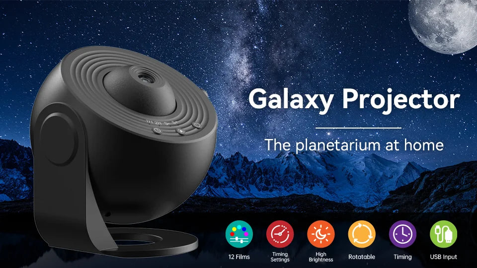 Night Light Galaxy Projector Starry Sky Projector 360° Rotate Planetarium Lamp For Kids Bedroom