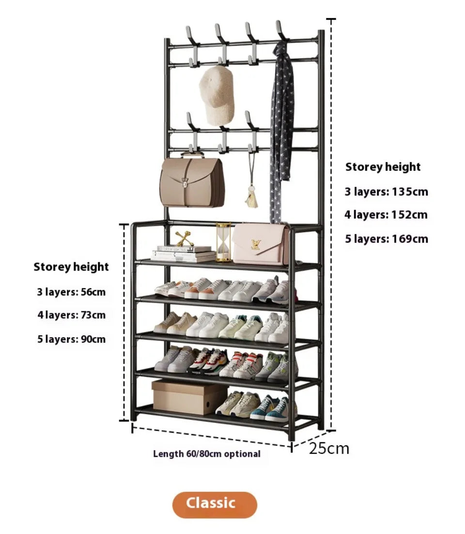 Clothes Hat Hangers Shoe Rack Multi-ayer Shoe Rack Simple Floor Shoes and Hat Racks Load-bearing Living Room Organizer Shelf