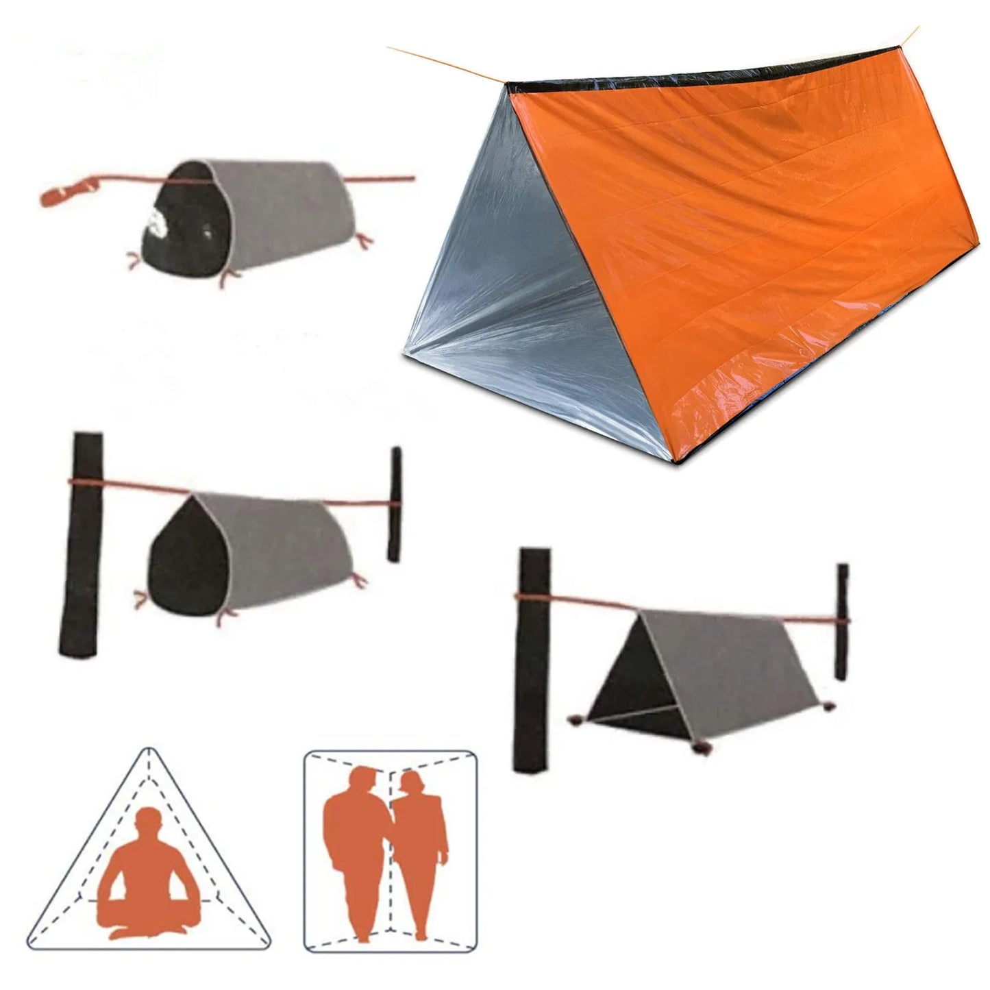 Emergency Shelter Bivy Survival Tent Kit Mylar Tube Tent Sleeping Bag Waterproof Outdoor SOS Thermal Blanket Reusable