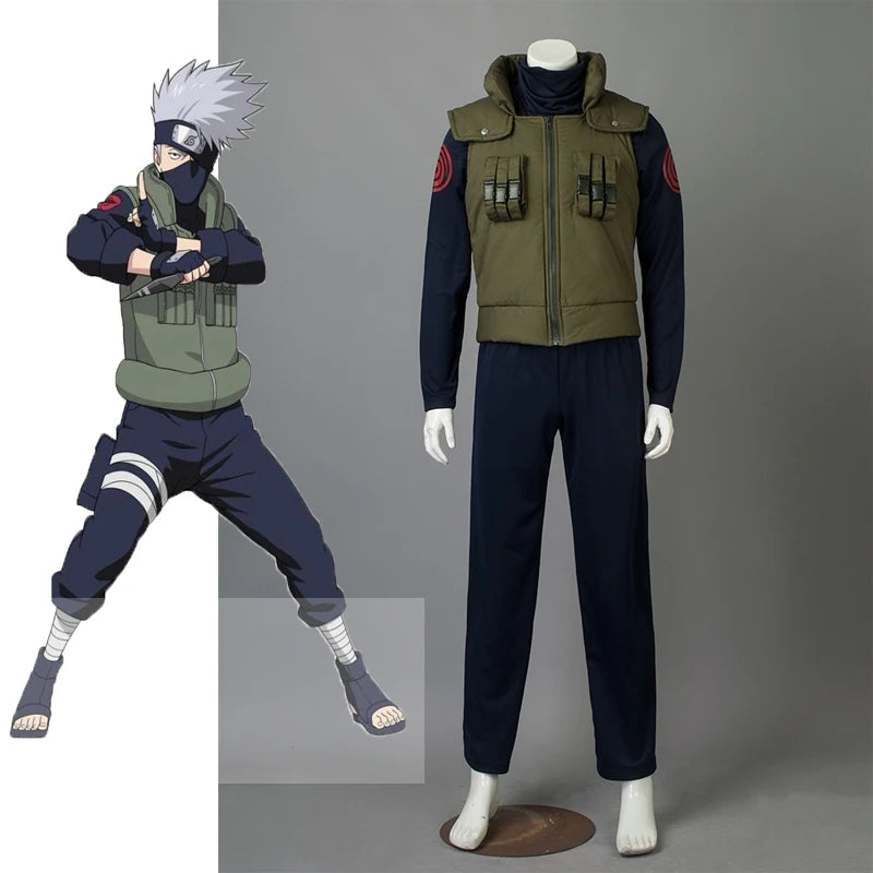 Hatake Kakashi Cosplay Costumes Anime Show Uniform Ninja Clothing Halloween Costume Set For Men Vest Top Pants