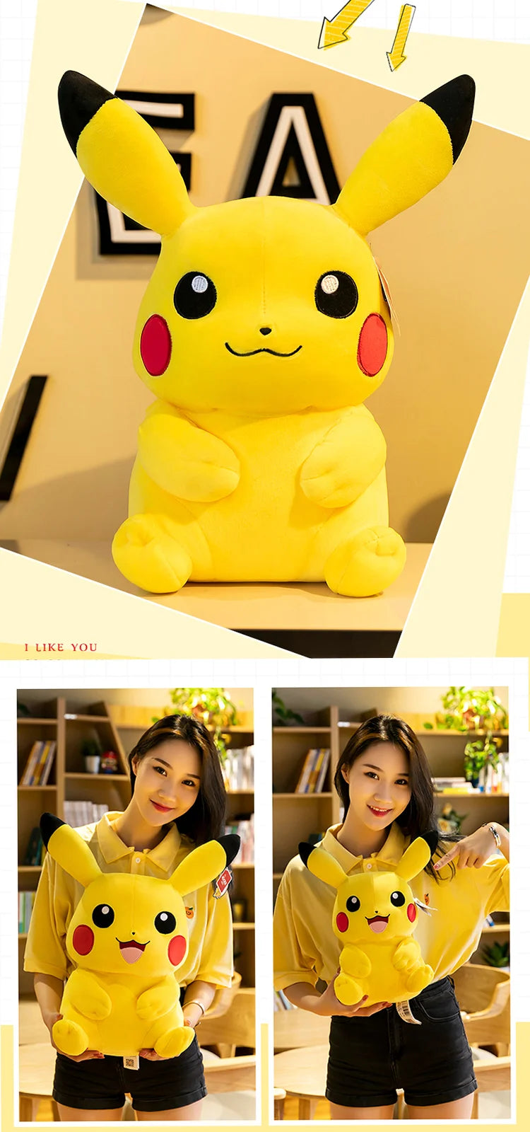 Cute Pikachu Plushies Doll Anime Pokemon Kawaii Large Stuffed Plush Toys Soft High Quality